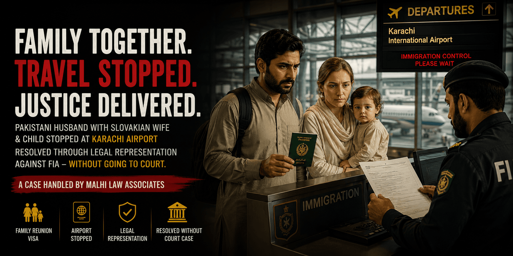 Pakistani Husband with Family Reunion Visa Stopped at Karachi Airport with Slovakian Wife and Child